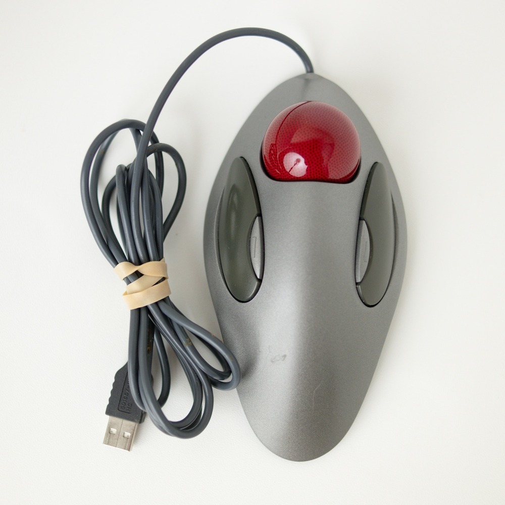 Logitech Trackman Marble Mouse Trackball T-BC21 Grey Red Ambidextrous 804377